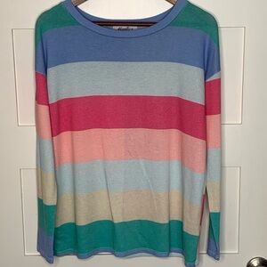 Haptics Women’s Knit Long Sleeve Multicolor Striped Top in Small
